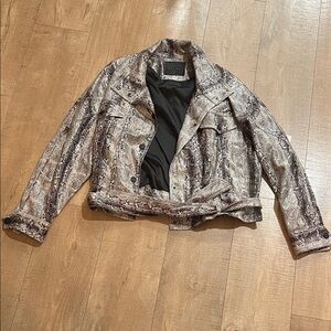 Blank NYC Gray Snake Print Leather Jacket medium